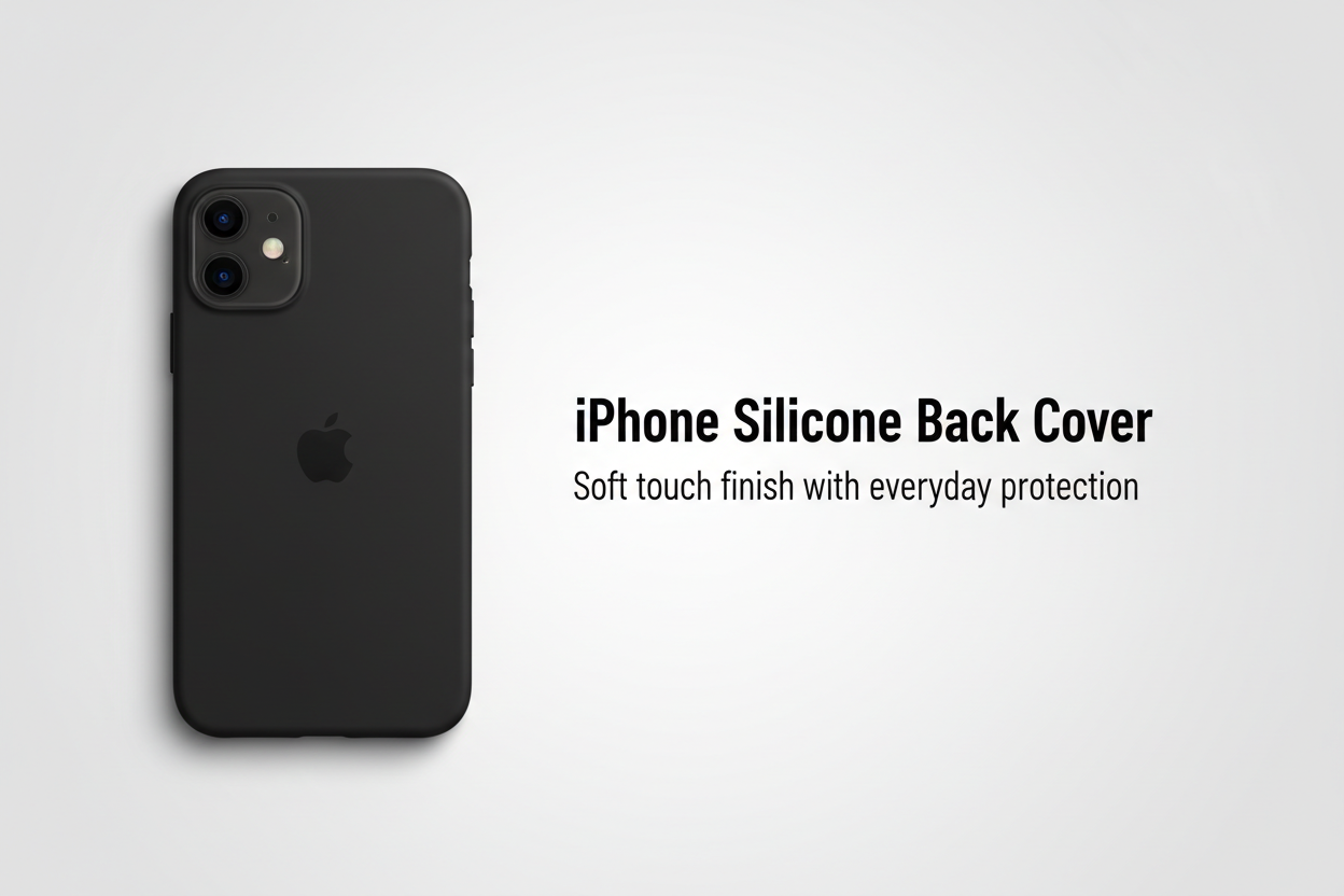 Generate Image Size For Home page slider.

- Resolution: Suitable for digital platforms like e-commerce listings, social media posts, and mobile-friendly product displays Headline: iPhone Silicone Back Cover Subtext: Soft touch finish with everyday protection Image: iPhone with black silicone back cover (clean background)
Phone with back cover left image or right!

